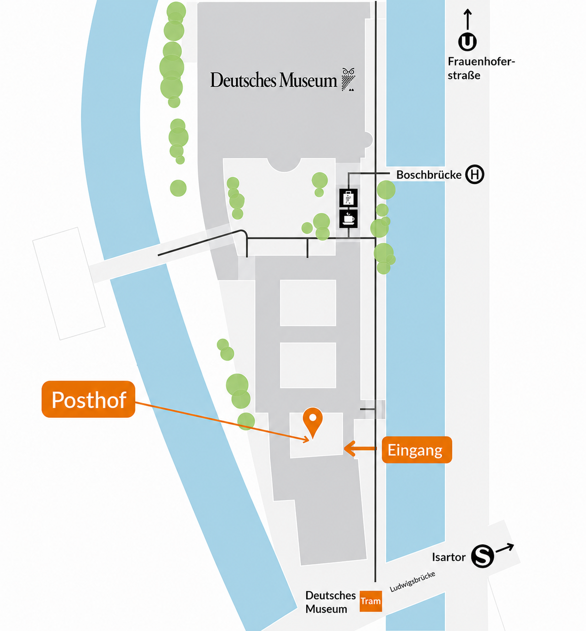 Lageplan Posthof im Deutschen Museum