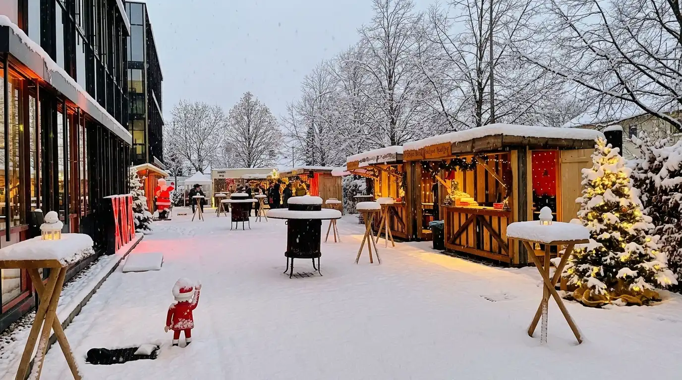 Pop-up-Weihnachtsmarkt auf einem Firmenstandort als Weihnachtsfeier-Idee