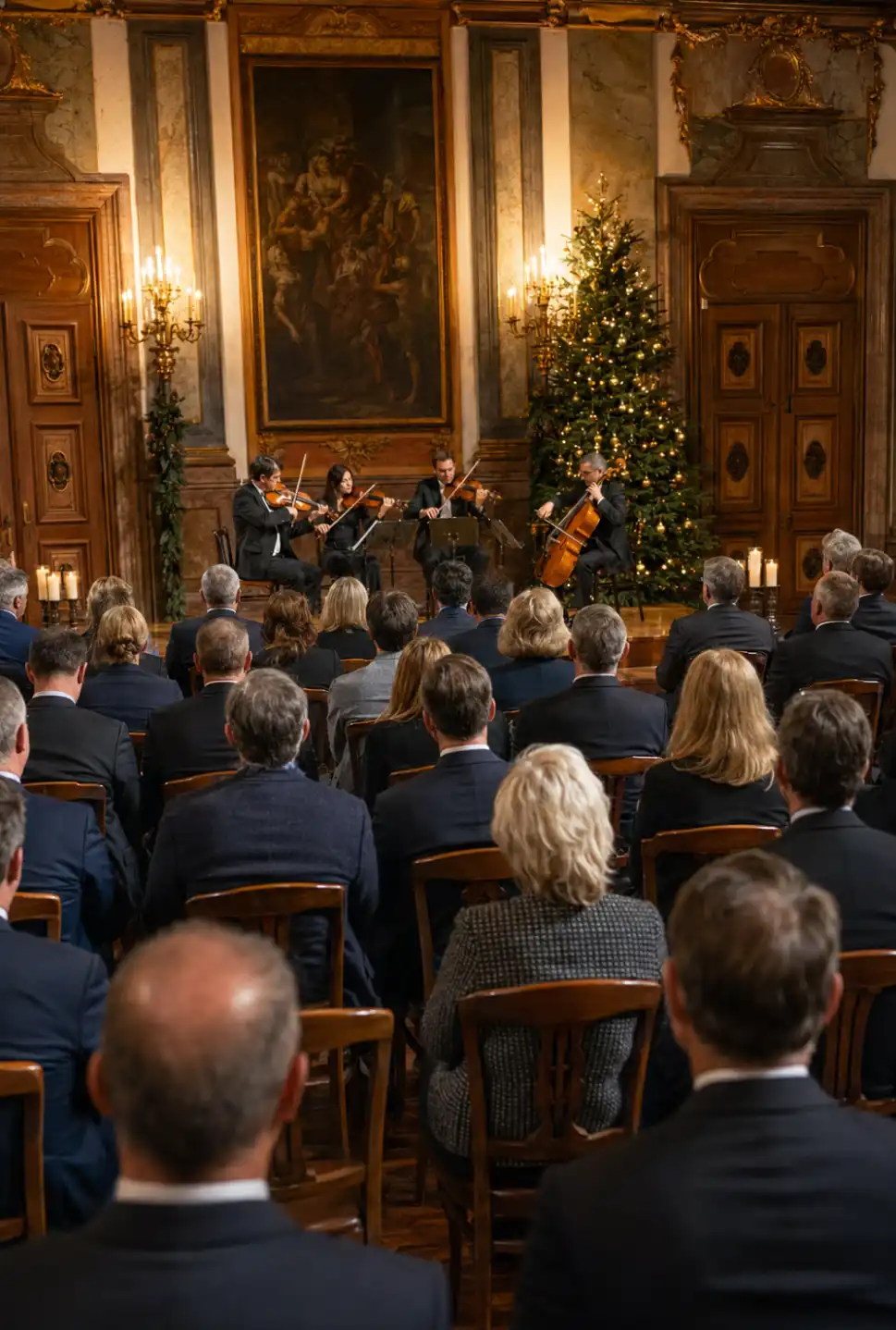 Sitzendes Publikum bei einem festlichen Weihnachtskonzert in München